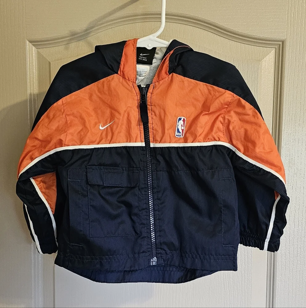 Vintage Nike Jacket Boys Kids Size 6 Navy Orange Team NBA Long Sleeve Full Zip